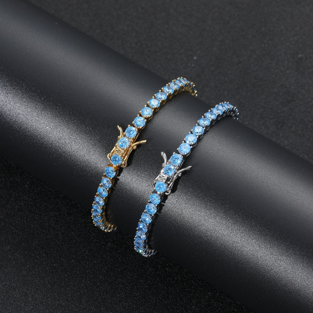 4MM TENNIS BRACELET light Blue stones CZ