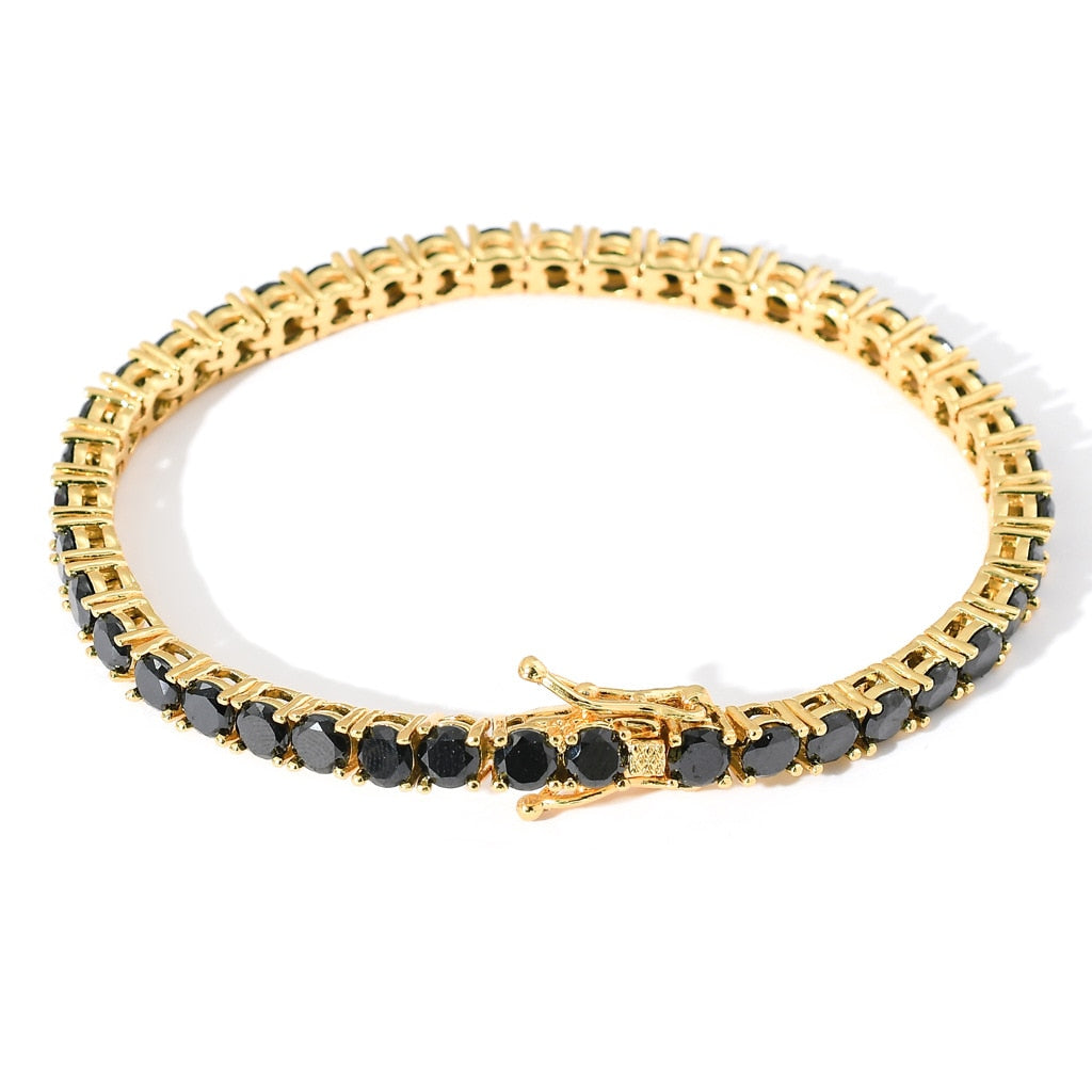 4MM TENNIS BRACELET Vivid Black Stones  AAA CZ