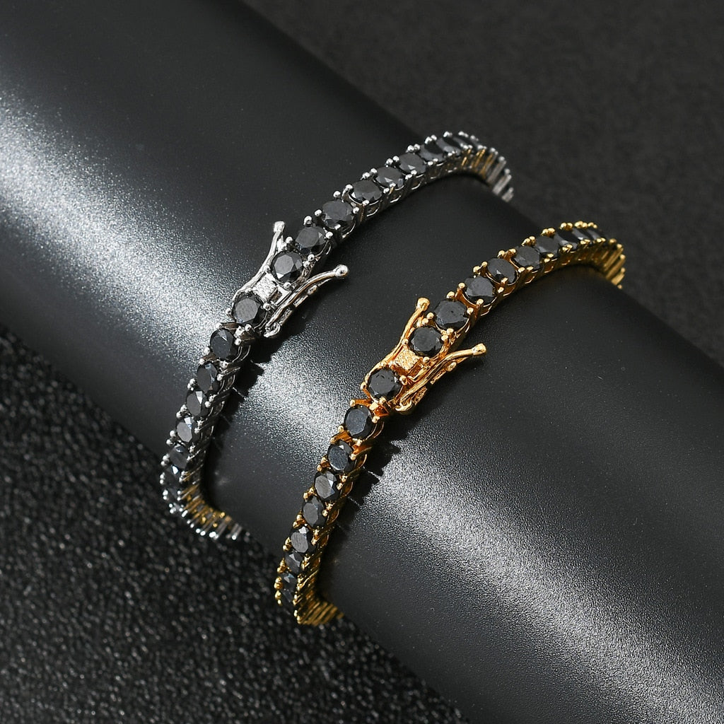 4MM TENNIS BRACELET Vivid Black Stones  AAA CZ