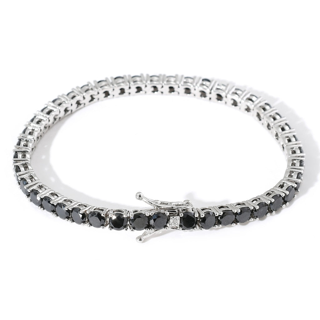 4MM TENNIS BRACELET Vivid Black Stones  AAA CZ