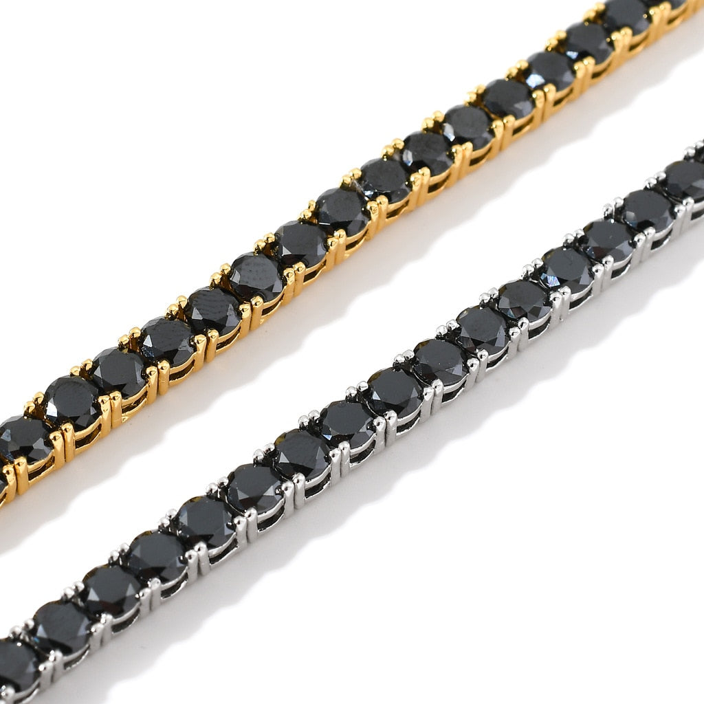 4MM TENNIS BRACELET Vivid Black Stones  AAA CZ