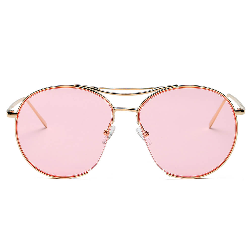 LOUDON | Oversize Tinted Lens Round Aviator Sunglasses