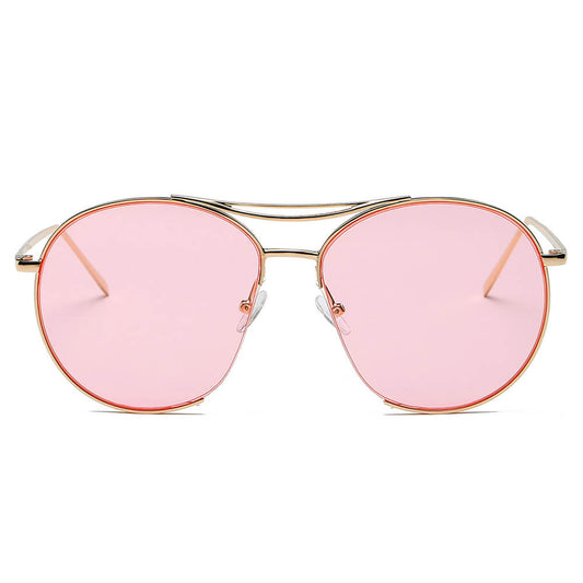 LOUDON | Oversize Tinted Lens Round Aviator Sunglasses