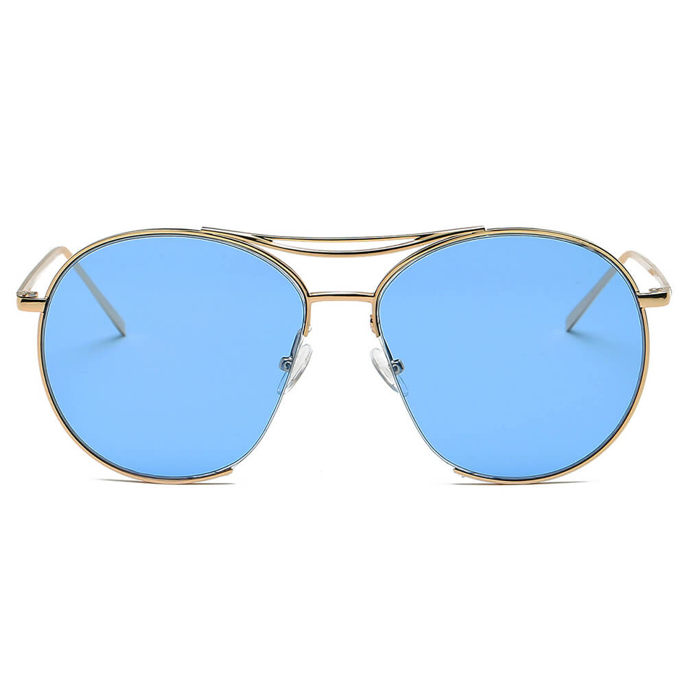 LOUDON | Oversize Tinted Lens Round Aviator Sunglasses