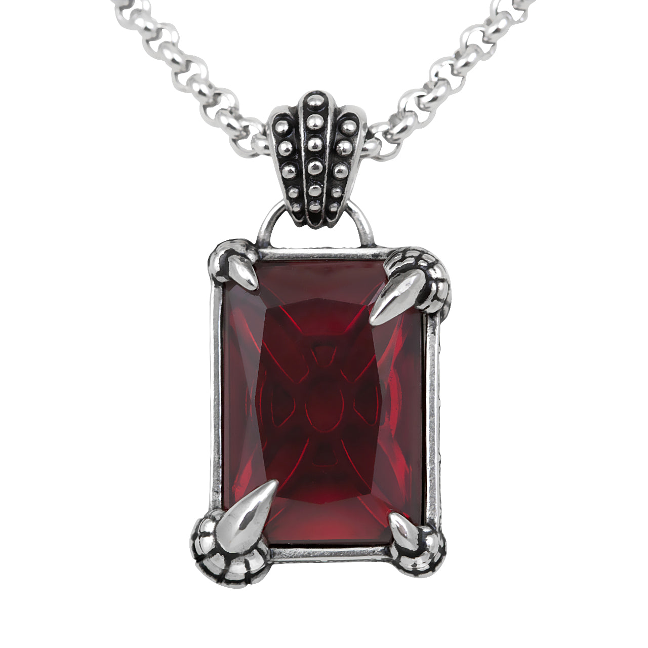 Dragon Necklace "Dragon Claw Seal Red" Dragon Pendant Adorned with Red