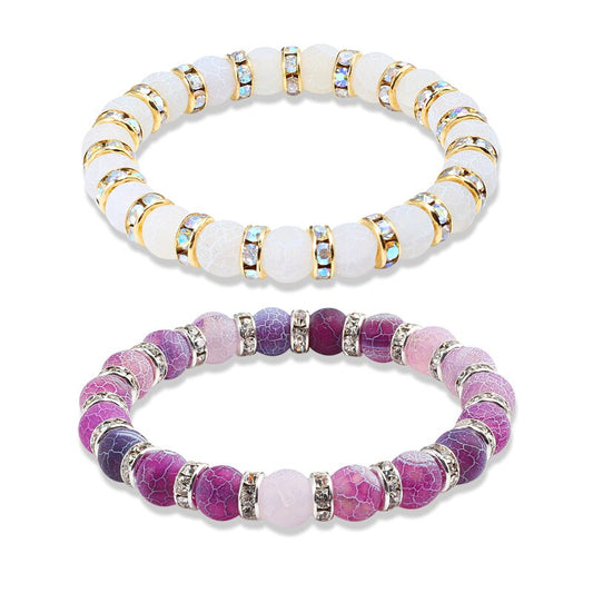 Classic Crystal Beads Natural Stone Bracelet For Women Men Rhinestones