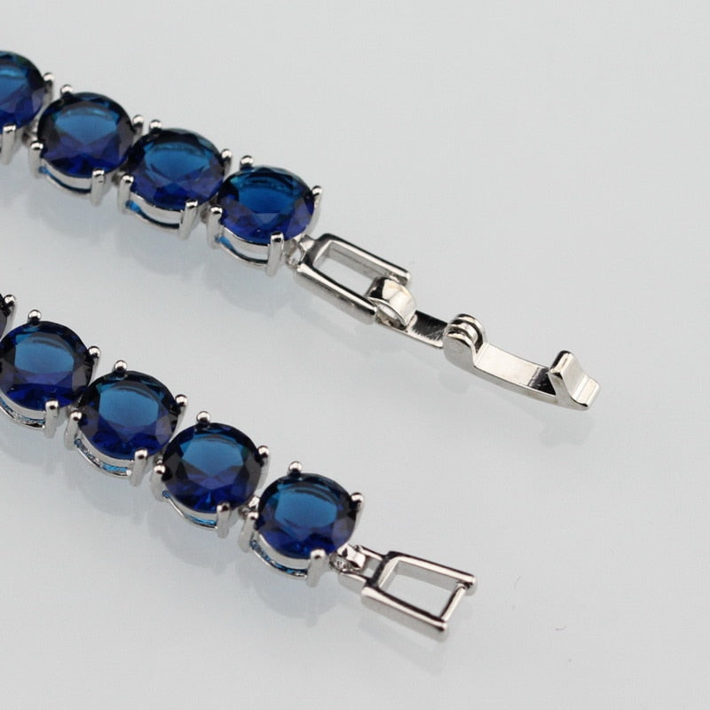 5MM TENNIS BRACELET AAA  Ocean Blue (Multiple Colors) CZ 925 SILVER