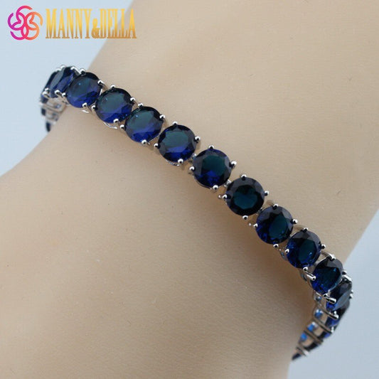 5MM TENNIS BRACELET AAA  Ocean Blue (Multiple Colors) CZ 925 SILVER