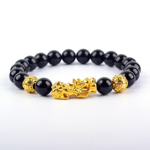 Feng Shui Obsidian Stone Beads Brave Troops Bracelet Men Women Unisex