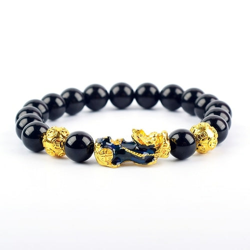 Feng Shui Obsidian Stone Beads Brave Troops Bracelet Men Women Unisex