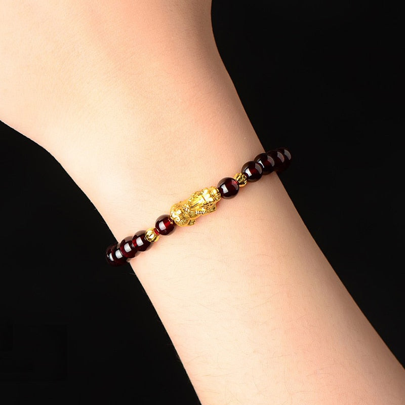 Feng Shui Obsidian Stone Beads Brave Troops Bracelet Men Women Unisex