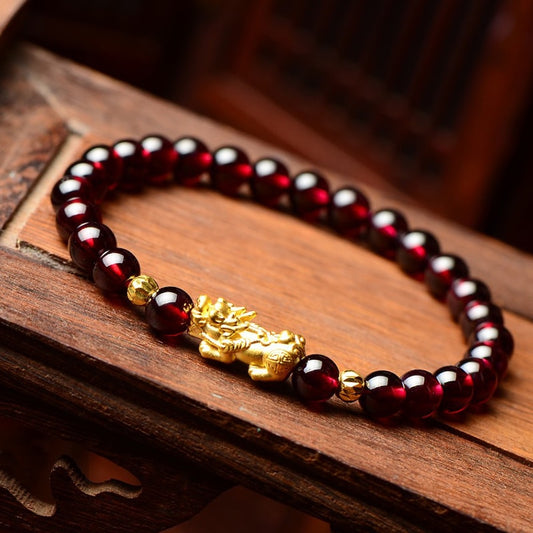 Feng Shui Obsidian Stone Beads Brave Troops Bracelet Men Women Unisex