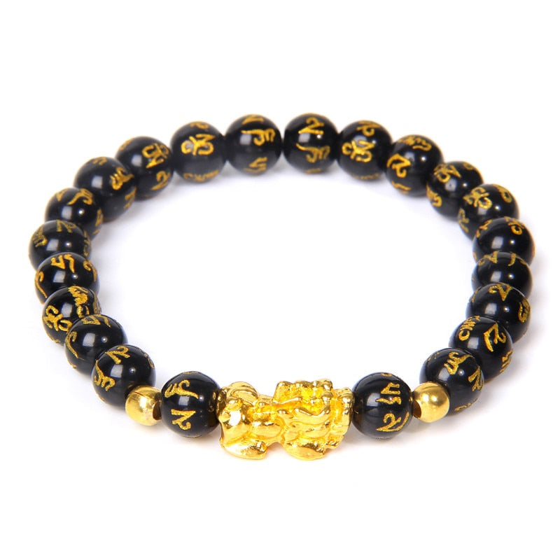 Feng Shui Stone Beads Bracelet Pink Cat Eye Bead Bracelets Pixiu