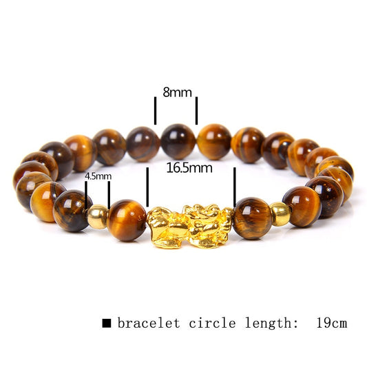 Feng Shui Stone Beads Bracelet Pink Cat Eye Bead Bracelets Pixiu
