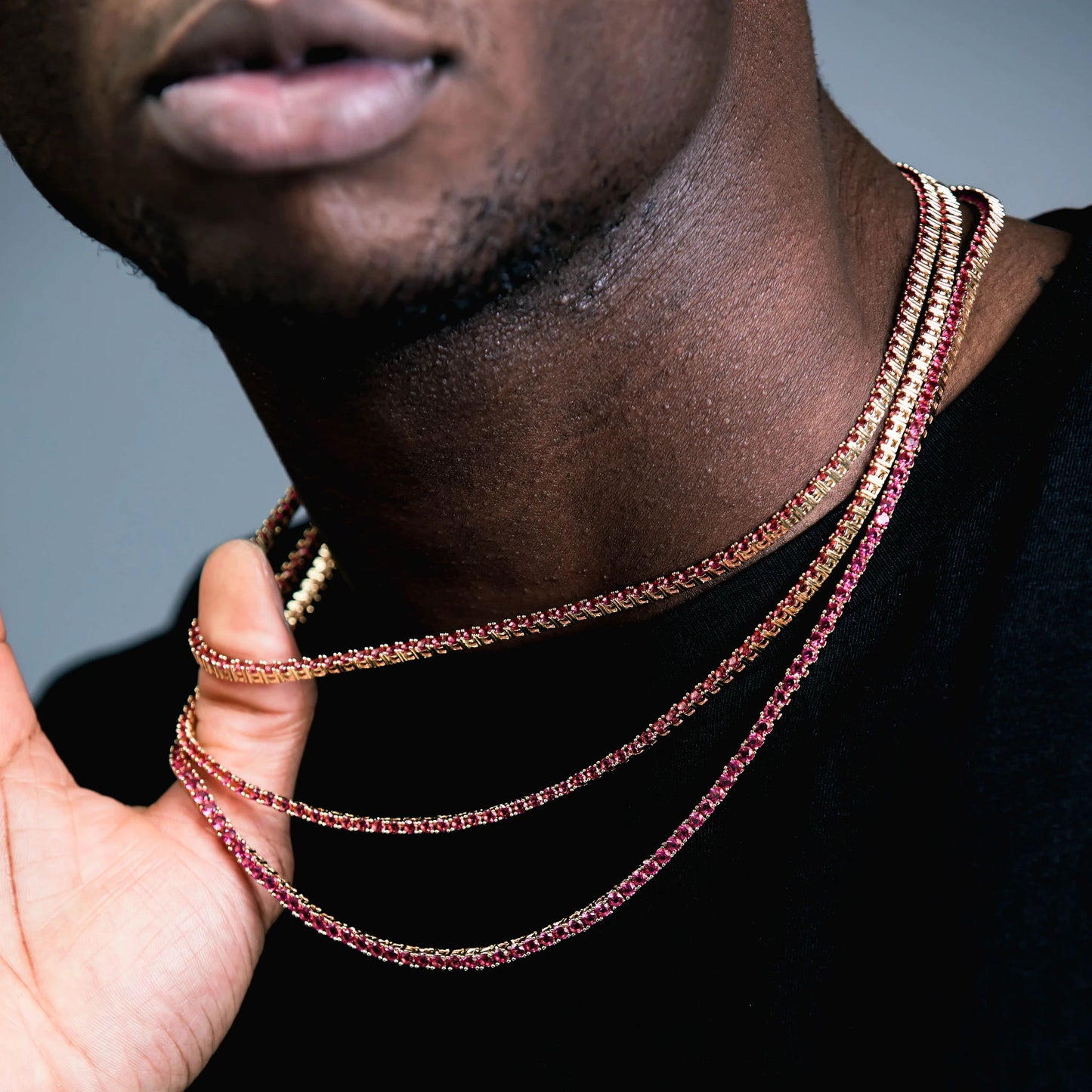 3MM TENNIS CHAIN PinkRuby by TRENDY