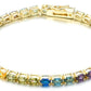 Rainbow  Elements Princess Cut Tennis Bracelet in 14K Gold Plating