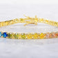 Rainbow  Elements Princess Cut Tennis Bracelet in 14K Gold Plating