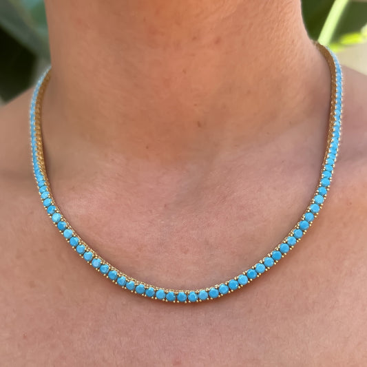 3MM PAVED TENNIS CHAIN turquoise (variety) by SWAYED