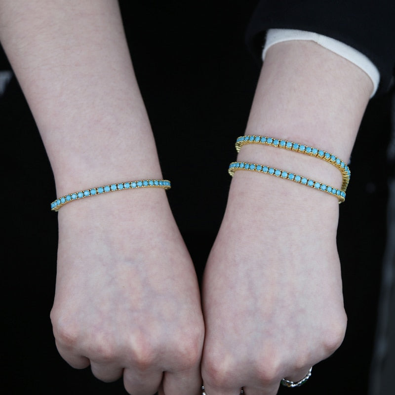 3MM PAVED TENNIS CHAIN turquoise (variety) by SWAYED