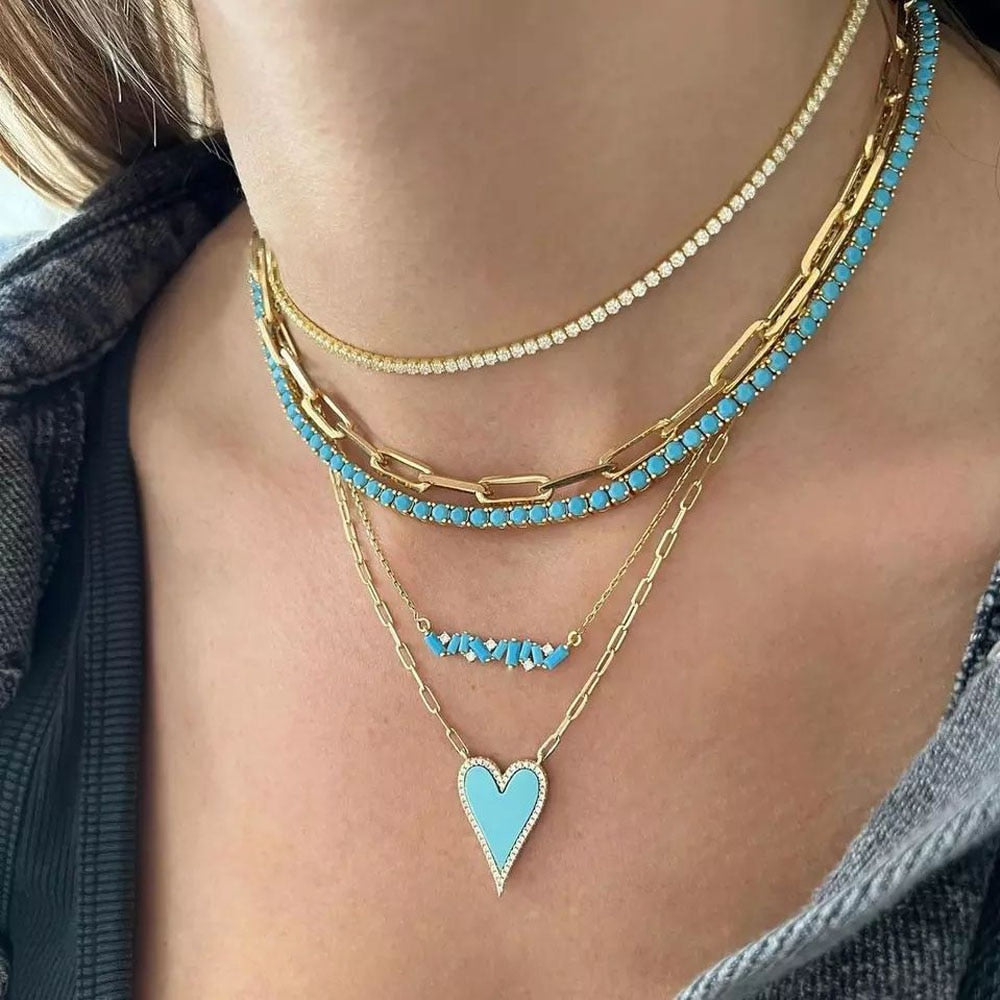 3MM PAVED TENNIS CHAIN turquoise (variety) by SWAYED