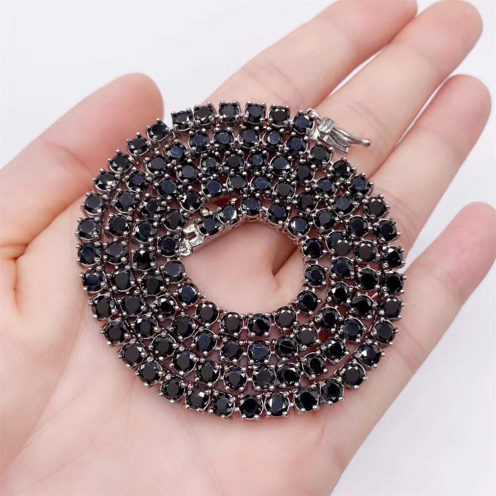 6MM TENNIS CHAIN Black Stones CZ