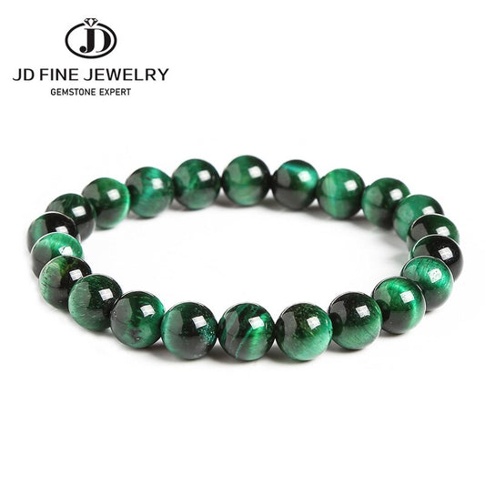 Jd 6/8/10/12mm Green Tiger Eye Beaded Bracelets Trendy Natural Stone