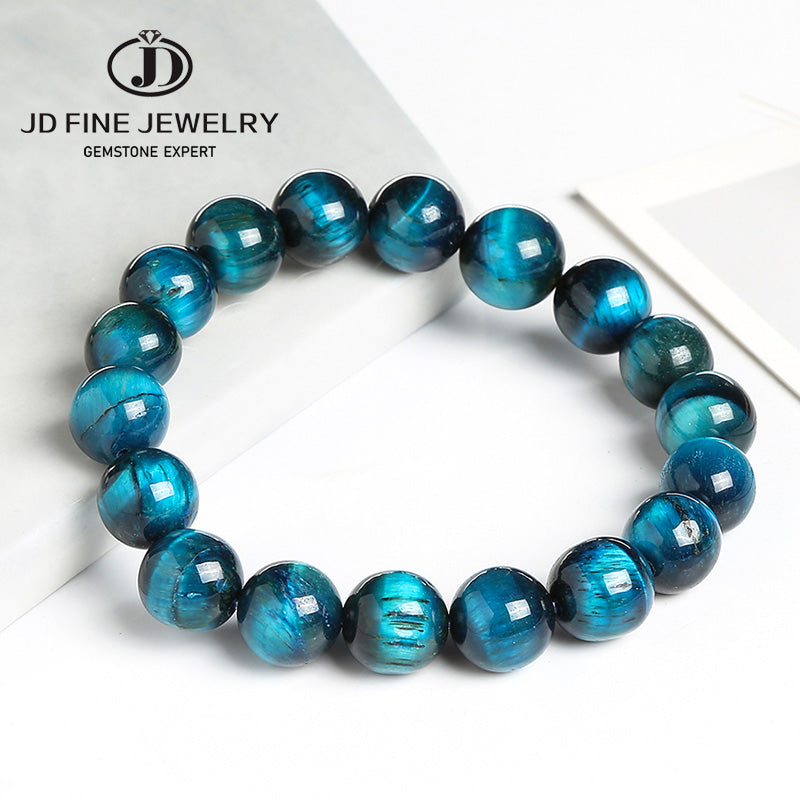 Jd High Quality Blue Tiger Eye Buddha Bracelets Natural Stone Round