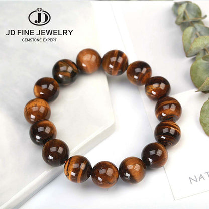 Jd High Quality Blue Tiger Eye Buddha Bracelets Natural Stone Round