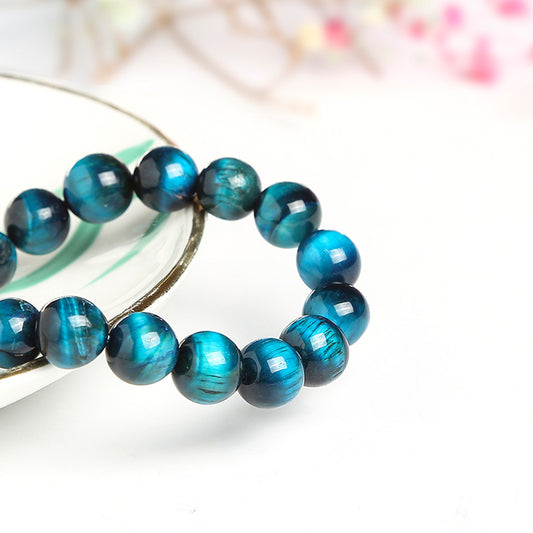 Jd High Quality Blue Tiger Eye Buddha Bracelets Natural Stone Round
