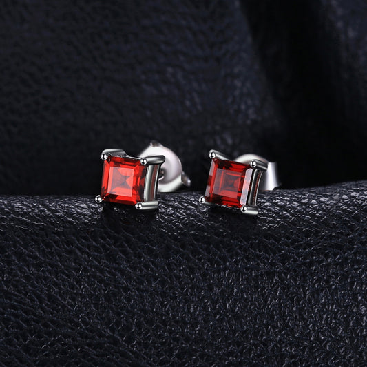 Jewelrypalace Square Genuine Princess Cut Red Garnet 925 Sterling