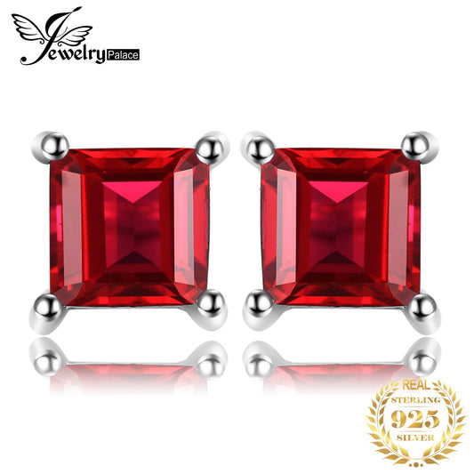 Jewelrypalace Square Genuine Princess Cut Red Garnet 925 Sterling