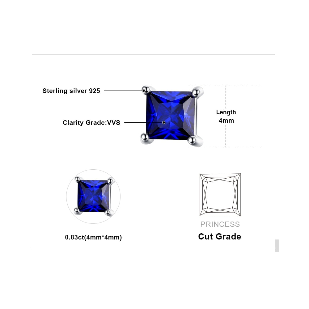 JewelryPalace Square Princess Cut Blue Created Sapphire 925 Sterling