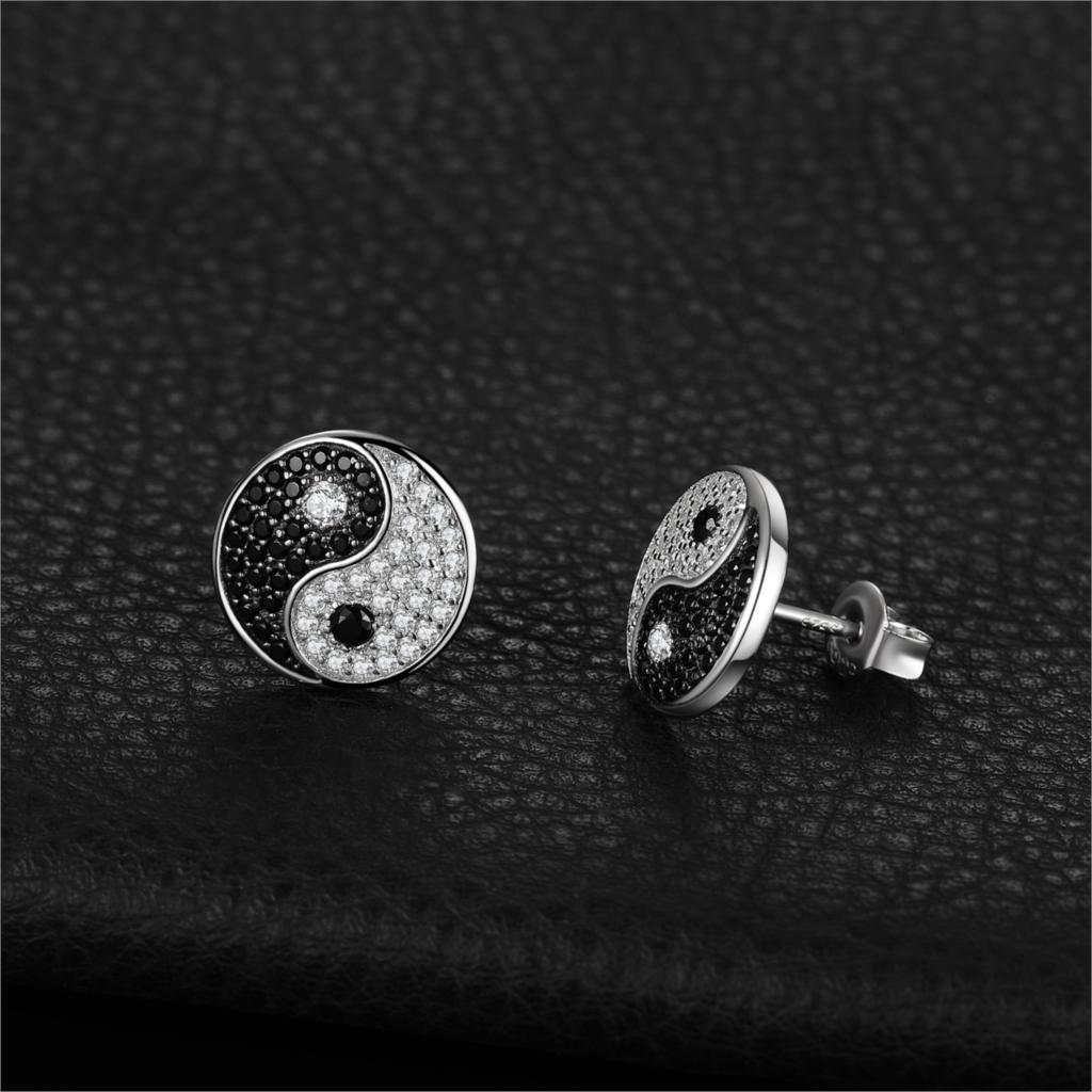 Tai Chi Yin Yang Genuine Black Spinel 925 Sterling