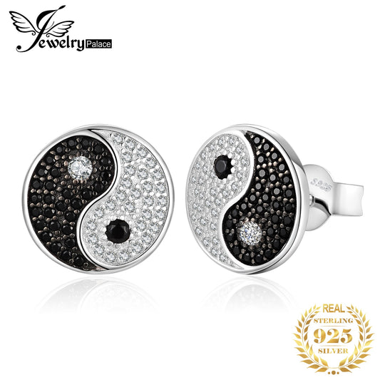Tai Chi Yin Yang Genuine Black Spinel 925 Sterling