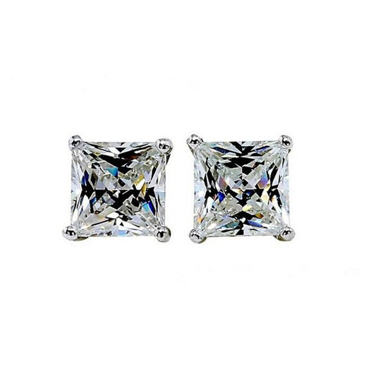 Lesf Halo Earring For Women 925 Sterling Silver 4 Prongs Princess Cut