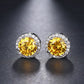 LXOEN Fashion Round Zircon Women Stud Earrings With Green Stone Silver