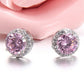 LXOEN Fashion Round Zircon Women Stud Earrings With Green Stone Silver