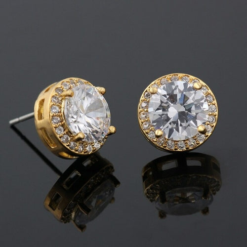 LXOEN Fashion Round Zircon Women Stud Earrings With Green Stone Silver