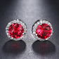 LXOEN Fashion Round Zircon Women Stud Earrings With Green Stone Silver
