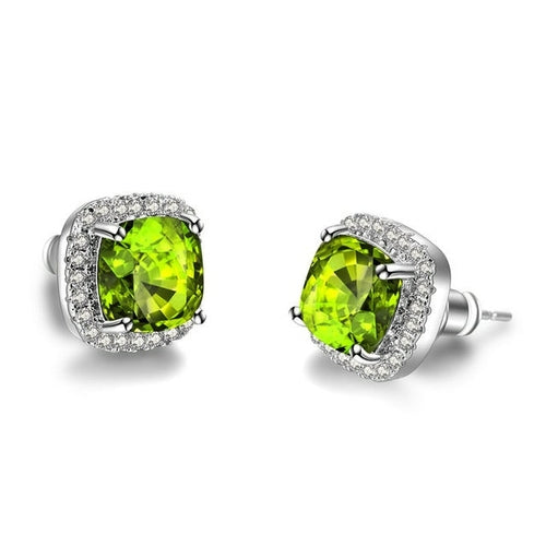 Luxury Female Crystal Zircon Stone Earrings Fashion Silver Color
