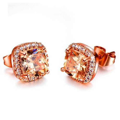 Luxury Female Crystal Zircon Stone Earrings Fashion Silver Color