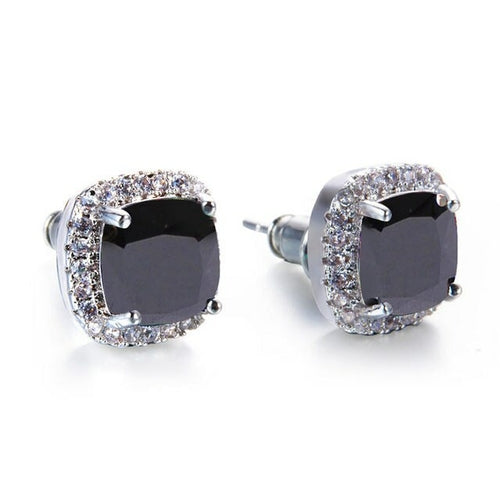 Luxury Female Crystal Zircon Stone Earrings Fashion Silver Color