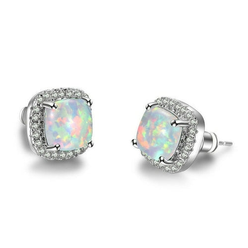 Luxury Female Crystal Zircon Stone Earrings Fashion Silver Color