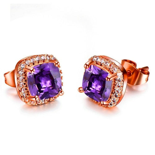 Luxury Female Crystal Zircon Stone Earrings Fashion Silver Color