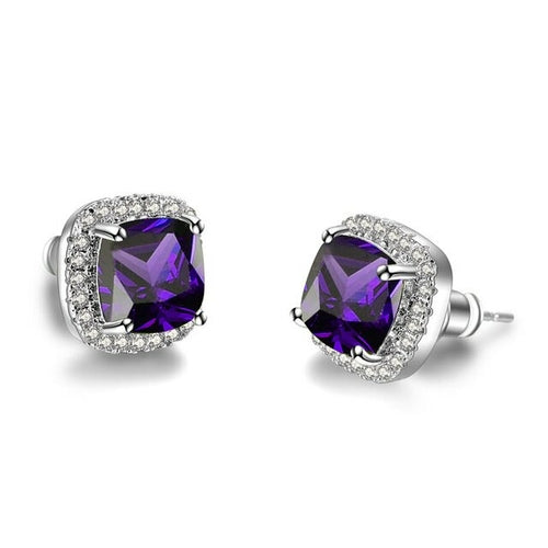 Luxury Female Crystal Zircon Stone Earrings Fashion Silver Color