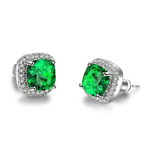 Luxury Female Crystal Zircon Stone Earrings Fashion Silver Color