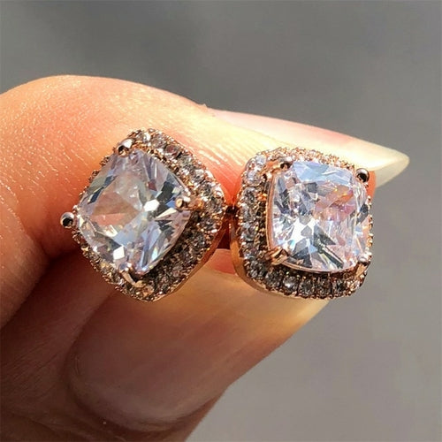 Luxury Female Crystal Zircon Stone Earrings Fashion Silver Color
