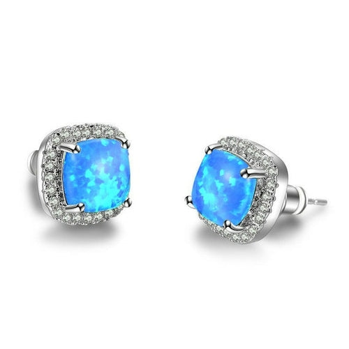 Luxury Female Crystal Zircon Stone Earrings Fashion Silver Color