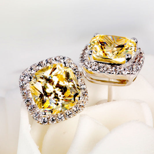 Luxury Female Crystal Zircon Stone Earrings Fashion Silver Color