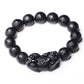 Natural Black Obsidian Matte PiXiu Beaded Charm Bracelet Brave Troops